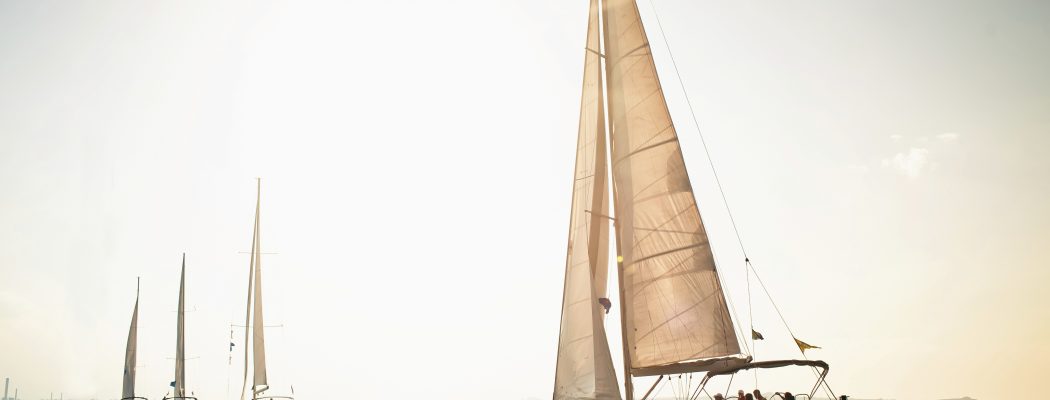 boats in cue in the sea