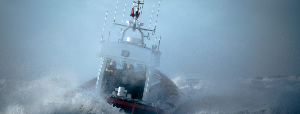boat on a sea storm