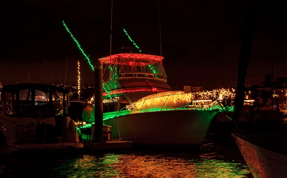 Boat with lots of lights