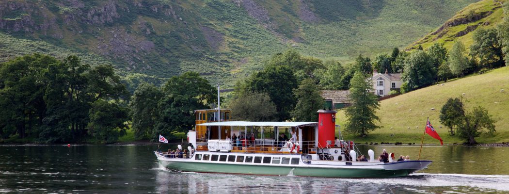 Tourists aboard the 'Raven' on Ullswater, in the English Lake District