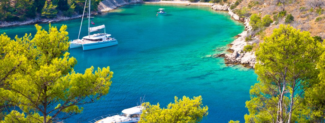 Boats in a scenic bay