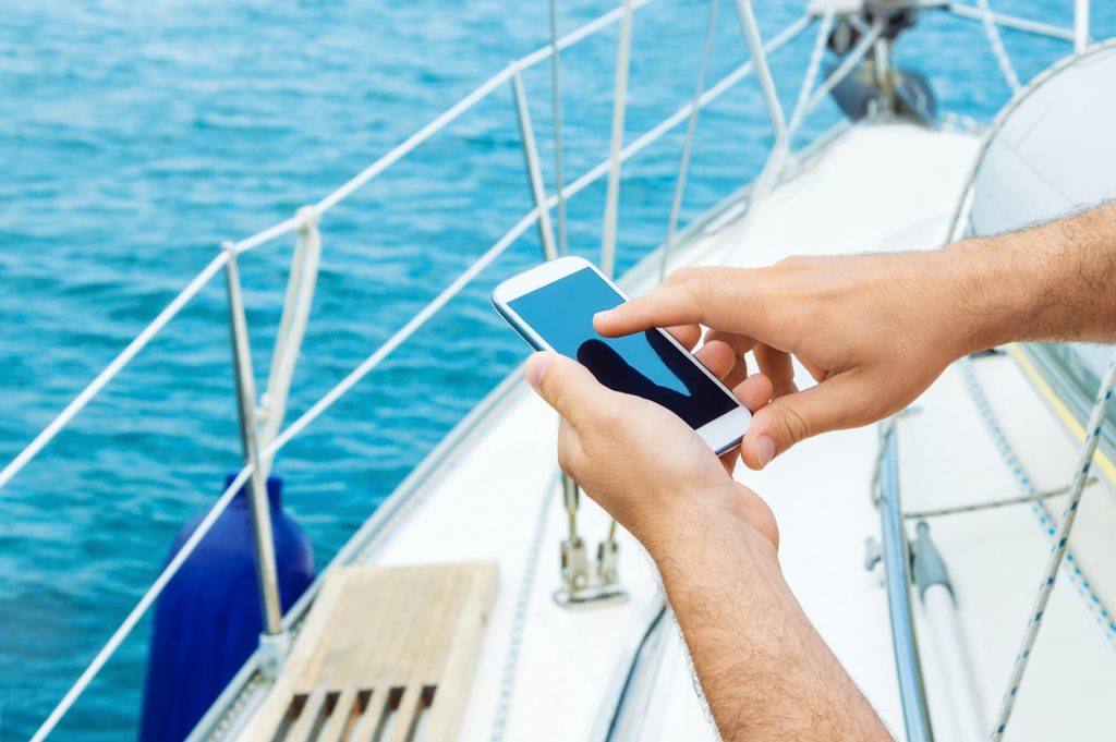 Mobile phone on a boat