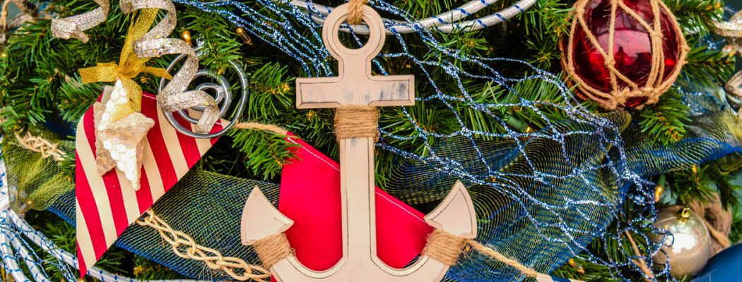 Anchor Christmas ornament on a Christmas tree