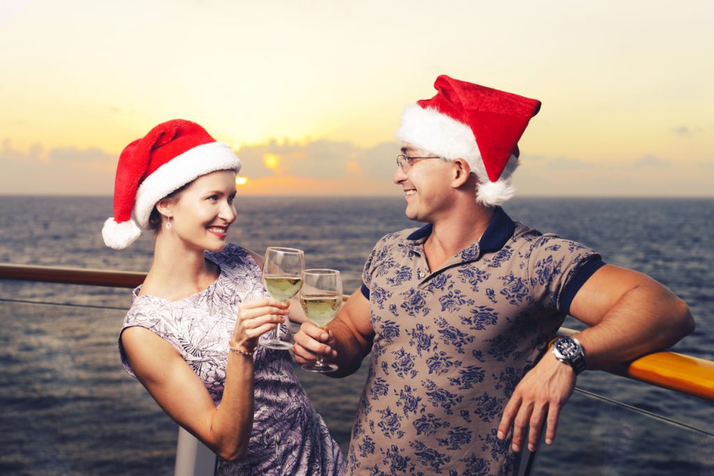Couple on board a Christmas cruise