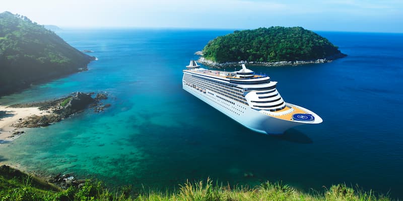cruise ship in tropical location