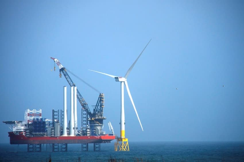 A wind turbine in the ocean
